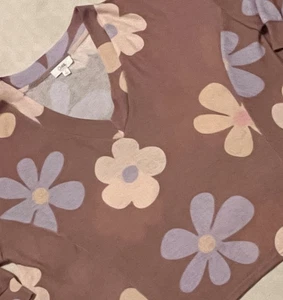 Oddi Los Angeles Floral Oversized Leichter Pullover Braun Rosa S Small - Bild 1 von 13