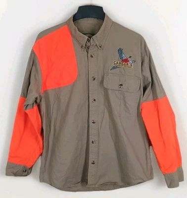 Camisa masculina Cabelas caça tiro grande bronzeado laranja faisão clássica - Imagem 1 de 4