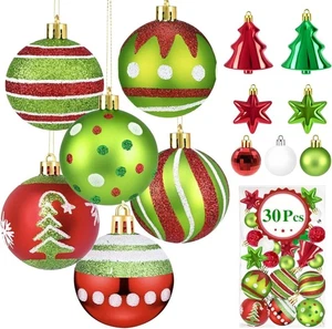 30 Piezas Adornos Bola de Navidad, Adornos de Navidad Rojo y Verde, Árbol de Navidad - Imagen 1 de 7