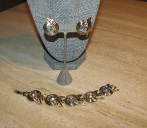 Crystal Bracelet and Clip Earrings set; Sarah Coventry; vintage - Picture 1 of 11
