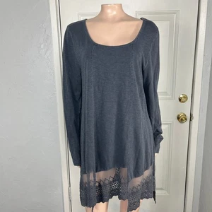 Camisa túnica grande Soft Surroundings para mujer manga larga algodón encaje transparente boho B1 - Imagen 1 de 7