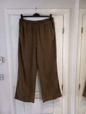 Zara Khaki Oversized Wide Leg Joggers Trousers Size XL Fit 16 18 Uk Drawstring - Image 1 of 4