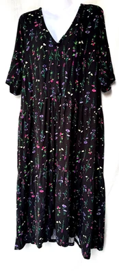 Taking Shape Natural Vienna Tier Dress Black with Floral Print 18 NWT - Image 1 of 4