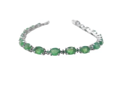 Pulsera Estrella Esmeralda Plata 925 Esmeralda Diseñador Pulsera Mayo Piedra Natal Foto 1 de 4
