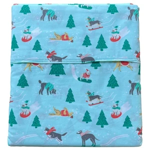 Big One Christmas Puppy Dogs Cotton Rich Sheet Set, 275 Thread Full Bed Sheets - Picture 1 of 2