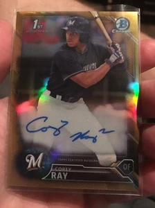 Bowman 2016 cromo draft draft oro refractor Corey Ray automático #15/50 autógrafo - Imagen 1 de 4