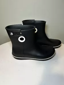 Crocs Jaunt Shorty Black White Pull-On Rain Boots Shoes Women's Size 8 - Picture 1 of 5