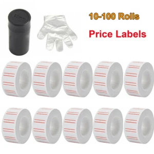 10-100Roll White Price Tag Sticker MX 5500 Gun Adhesive Labels 1 Refill ink US - Picture 1 of 7