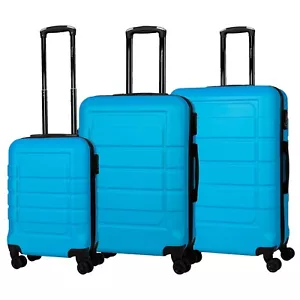 Personalised Hard Shell Suitcase with 4 Spinner Wheels Travel Luggage Blue - Picture 1 of 15