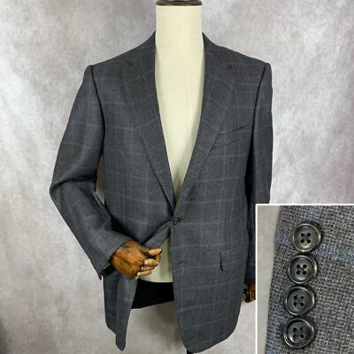 Casaco esportivo Ermenegildo Zegna Su Misura blazer masculino 40L cashmere cinza janela - Imagem 1 de 4