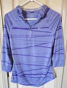 Nike Running Dri-Fit Womens Purple Half Sleeve 1/4 Zip Hooded Athletic Shirt  - Picture 1 of 4