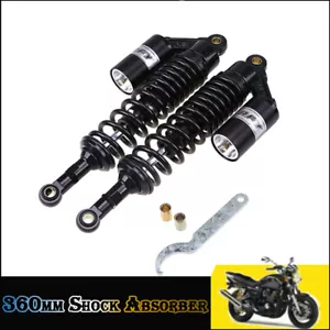 14.17" Pair Motorcycle Air Shocks Absorbers Suspension Adjustable Round Hole - Picture 1 of 11