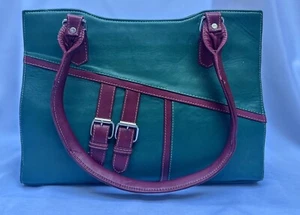 Neu mit Etikett Original weiche Leder Lammfell Tasche in grün weinrot Umhängetasche kostenloser Versand - Bild 1 von 8