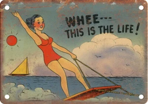 1940er Leinen Comic Postkarte Curt Teich MWM 12" x 9" Reproduktion Blechschild ZJ32 - Bild 1 von 1
