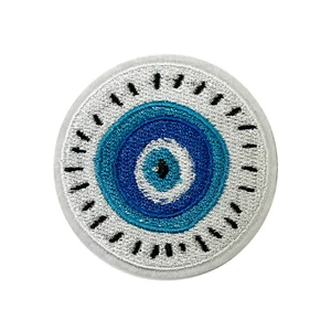 Evil Eye weiß/blau - Stickaufnäher zum Aufbügeln (6,5 cm) - Bild 1 von 1