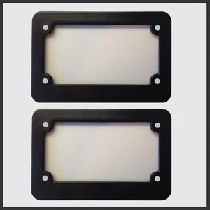 Motorcycle Scooter Blank Plastic License Plate Frame Set Tag Holder New Black - Picture 1 of 4
