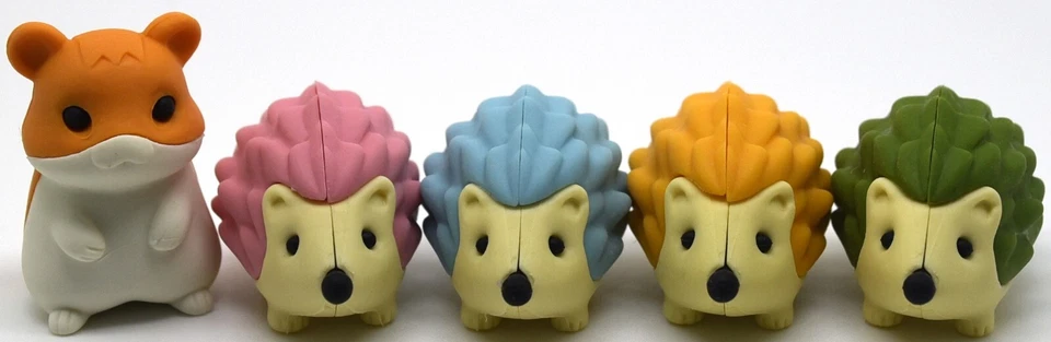 IWAKO Japanese Novelty Hamsters Hedgehogs Fun Erasers Rubbers Xmas stocking  - Image 1 of 1