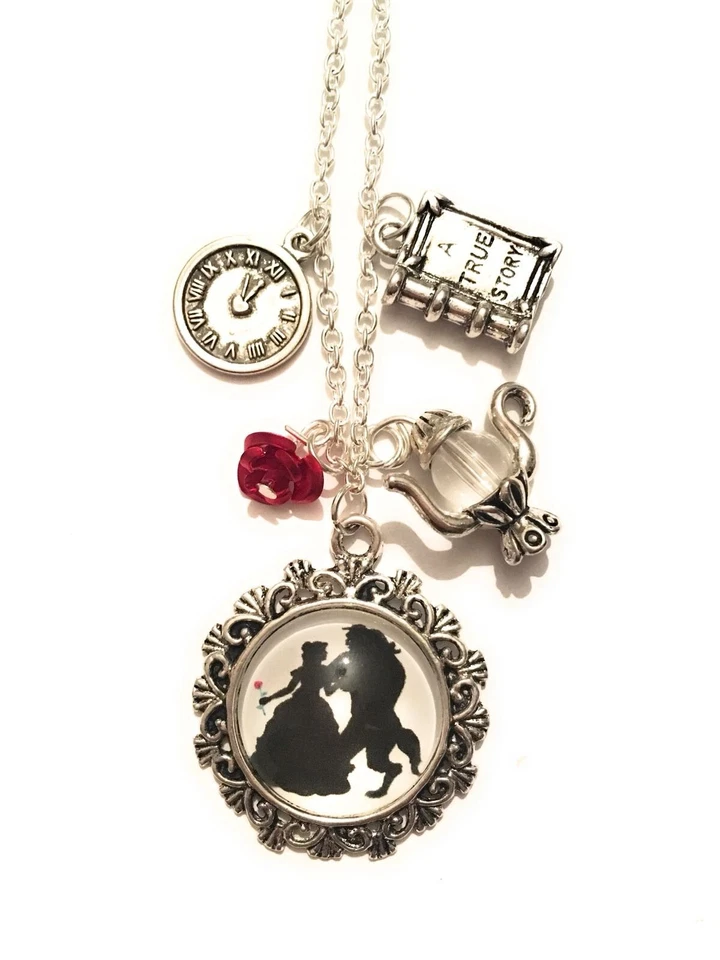 La Bella e la Bestia Collana Cammeo Disney Beauty &The Beast Rosa Teiera Love - Immagine 1 di 1