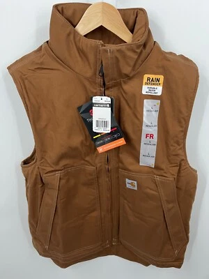 Mens Carhartt Flame Resistant FR Rain Defender Insulated Vest Brown Blue - Image 1 of 4
