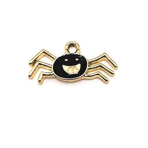 4, 20 or 50 BULK pcs Black Enamel Cute Spider Halloween Charms-US Seller- BK906