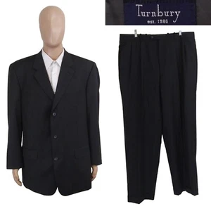 Turnbury Two Piece Three Button Charcoal Gray Striped Wool Suit 44L Pants 39X31 - Picture 1 of 15
