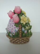 Vintage Fairy Lamp Floral Spring Boquet Of Flowers In Basket