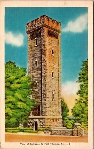 Ansicht des Eingangs zu Fort Thomas Kentucky Leinen Postkarte B8 - Bild 1 von 2