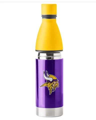 Minnesota Vikings 25 oz Stainless Steel Water Bottle NFL Boelter Hot / Cold Cover