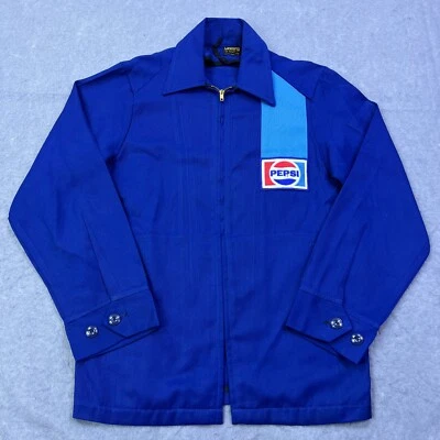 VTG Unitog Pepsi Jacket Men's 36 Blue Full Zip Workwear USA Made Talon 70's READ - Image 1 of 4