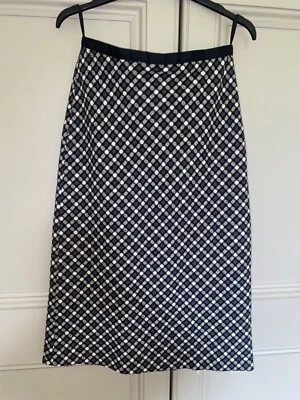 M&S Geometric Angora Wool Blend Skirt UK 8 Pencil Office Black Charcoal Wiggle - Image 1 of 4