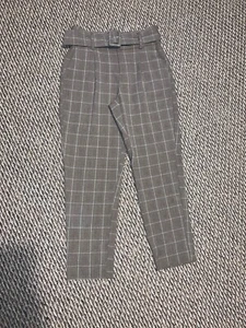 A New Day Papiertüte Gürtel hohe Taille konisches Bein Fischgrät braune Hose - Bild 1 von 2