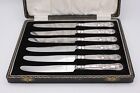 King's Pattern Cased Set of Six Silver handled butter knives William Yates 1963