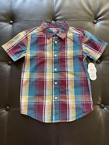 Toddler Boys Button Up Short Sleeve Plaid Shirt 4-5 - Picture 1 of 1