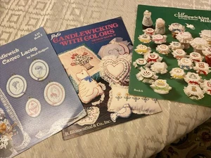 Lot Of 3 Vintage Candlewicking Craft Booklets/Leaflets Needlework Patterns - Picture 1 of 1
