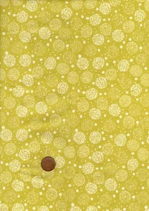 100% Cotton Fabric Patterned Circles & Spots Lime Green White Craft Patchwork - Picture 1 of 1