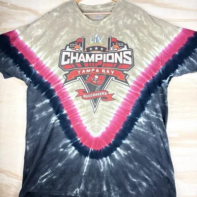 Camiseta Majestic Tampa Bay Buccaneers NFL Tie Dye Para Hombres 3XL Campeones del Super Bowl Foto 1 de 4