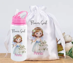 Personalised Flower Girl unique Water Bottle,Wedding gift bag, Kids bespoke idea - Picture 1 of 2