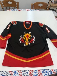 VTG Calgary Flames "Blasty" Black Alt. Pro Player Jersey XL Tureck #1 - Picture 1 of 4