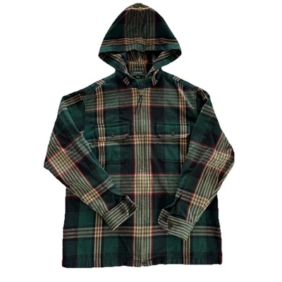 Lauren Ralph Lauren клетку фланелевая толстовка с капюшоном женщин размер P/M Y2K гранж молнии зеленый - Изображение 1 из 4