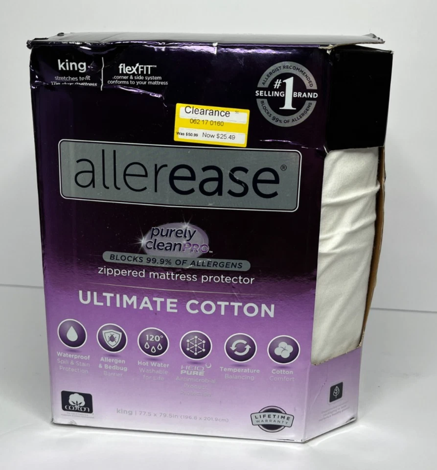 Allerease Ultimate Cotton Zippered Mattress Protector King Size