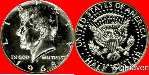 1968 S 40% Silver Kennedy Half Dollar Gem Proof Cover