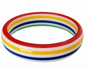 Brazalete Brazalete LUCITE Vintage Arco Iris Multicolor Laminado - Imagen 1 de 6