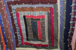 Antik 1900-30er Crazy Quilt schwerer Stoff Wolle Vintage Sportstoff Bauernhütte - Bild 1 von 24