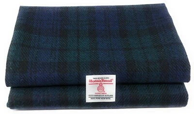 Harris Tweed Blue Black and Green Tartan Black Watch Fabric  - Various Sizes  - Image 1 of 4