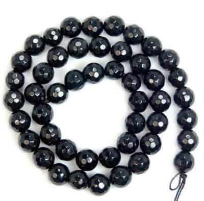 Cuentas sueltas redondas facetadas de piedras preciosas de ónix negro natural genuino de 6 mm 15"" Foto 1 de 2
