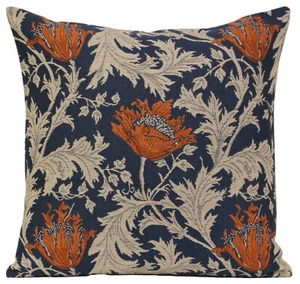Cushion Cover - Morris' Blue Rust Anemone - Tapestry Throw Pillow Cover New - Picture 1 of 13