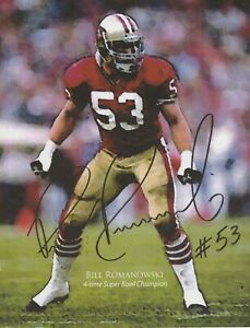 Bill Romanowski SF 49ers 11x8.5 autographed promo print "4-time SB Champ" - RARE