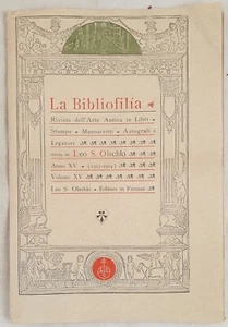 LA BIBLIOFILIA LEO OLSCHKI INDICE 1913 14 1914 15 1915 16 BIBLIOGRAFIA LIBRI  - Foto 1 di 2