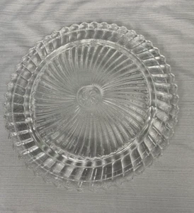 Vintage Pressed Glass Footed Cake Dessert Plate Stand, Clear 11.25" Diameter - Picture 1 of 6