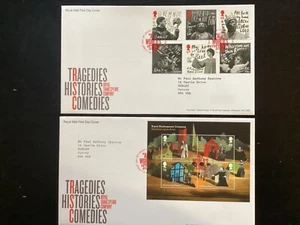 GB 2011 Shakespeare FDC + M/S FDC, Royal Mail, Stratford special Pmk(K866) - Imagen 1 de 1